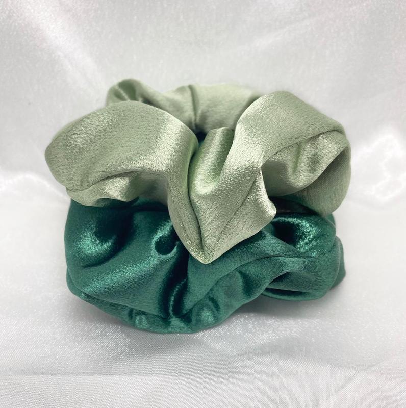 Sage Satin Scrunchie Set