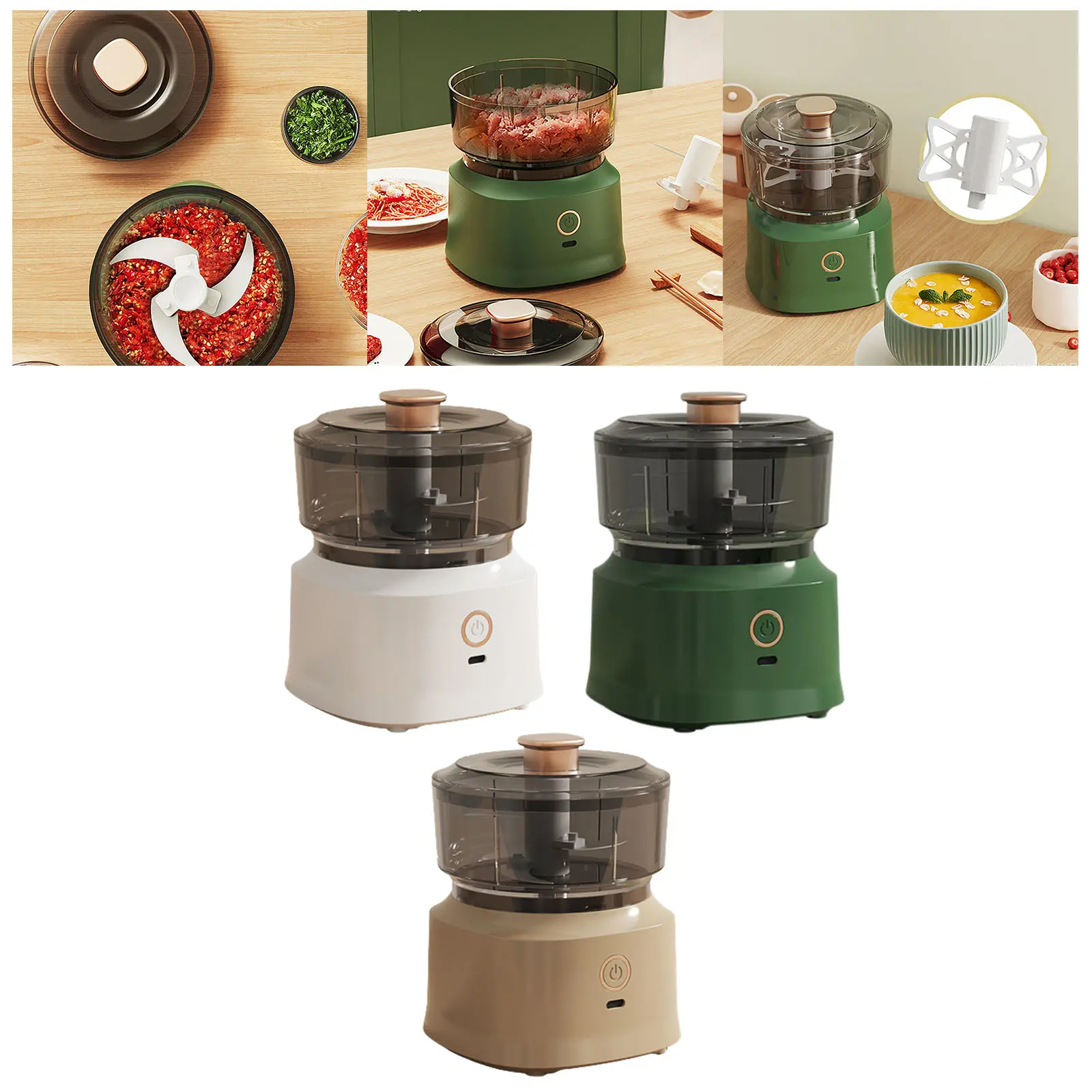 Meat Mincer Food Processor 350ml Detachable Visible Kitchen Gadget Electric Garlic Chopper Mixers for Food Tomato Onion Spice Lettuce