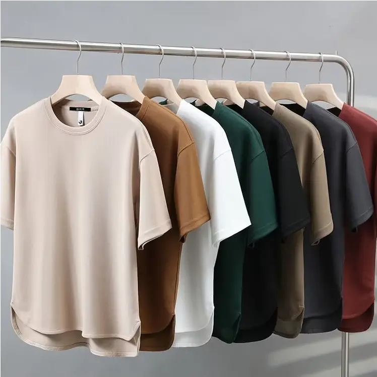 Men's Ice Silk Summer Quality Plain T-shirt and Shorts Quick Dry Loose Sports Set Comfort Home Suit Beige Coffee Black White Grey