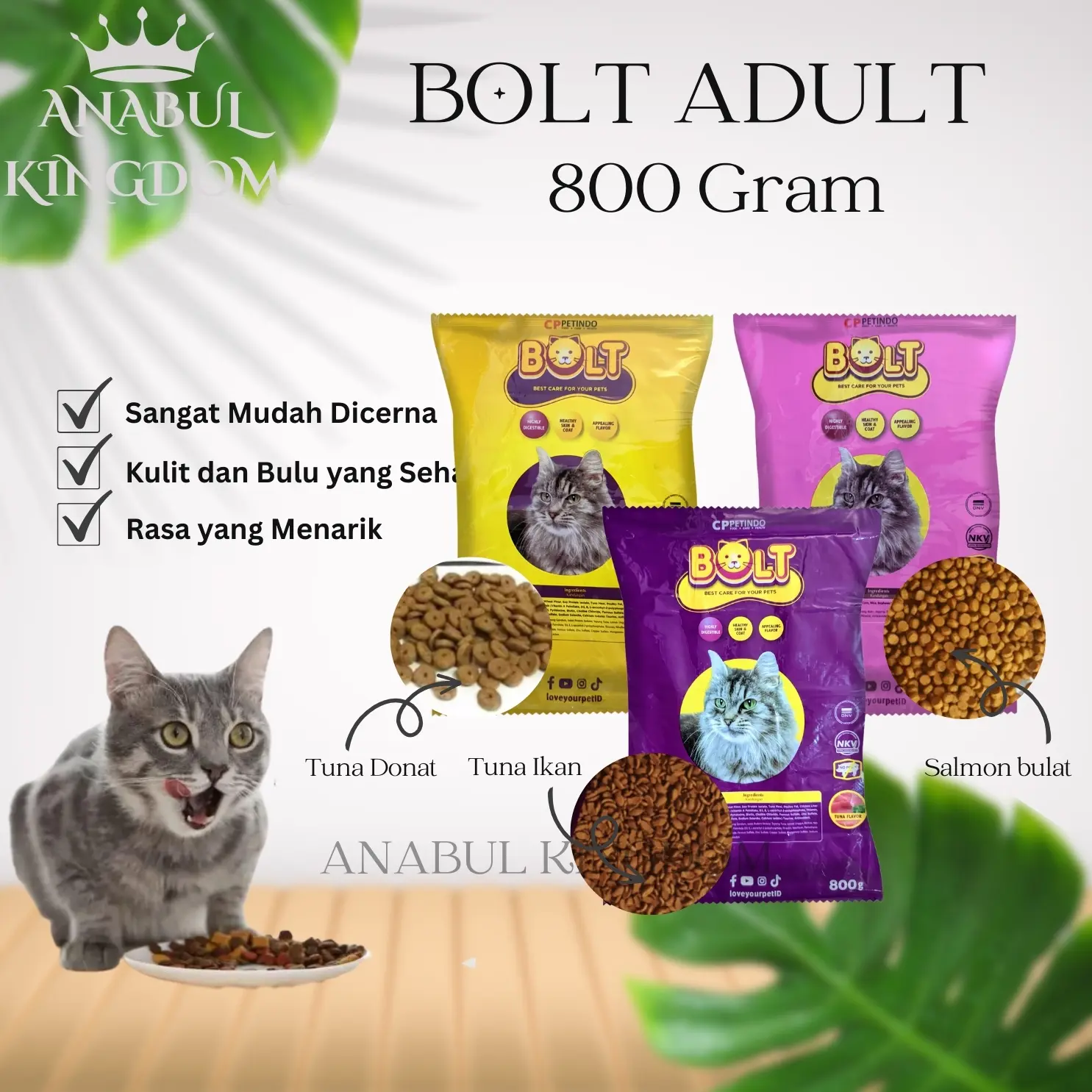 PROMO: BOLT makanan kucing kering rasa tuna dan salmon pakankucing murah