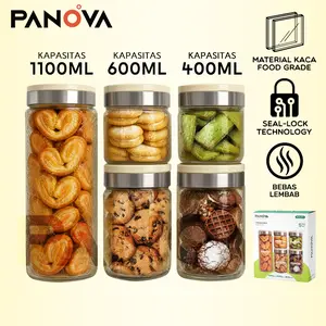【 BISA COD】BONBOX X PANOVA Toples Imlek Ramdhan isi set 5 bahan kaca Material Kaca Food Grade Ideal untuk Imlek dan Ramdhan COD Tersedia