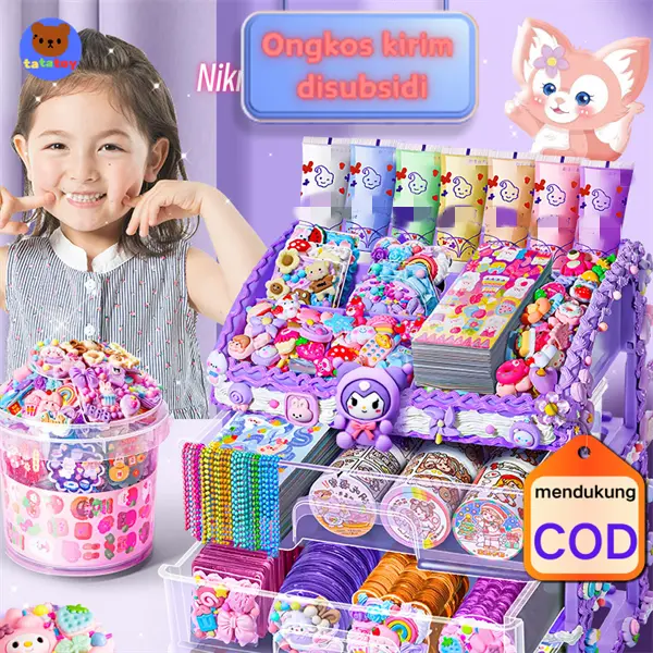 tatatoy Lem Krim Guka Set Diy Kotak Hadiah Anak-anak Mainan Murah Stiker Guka Akun Tangan