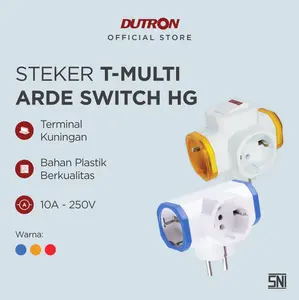 DUTRON Steker Saklar T Multi Arde Switch / Colokan Cabang 3 Socket HG
