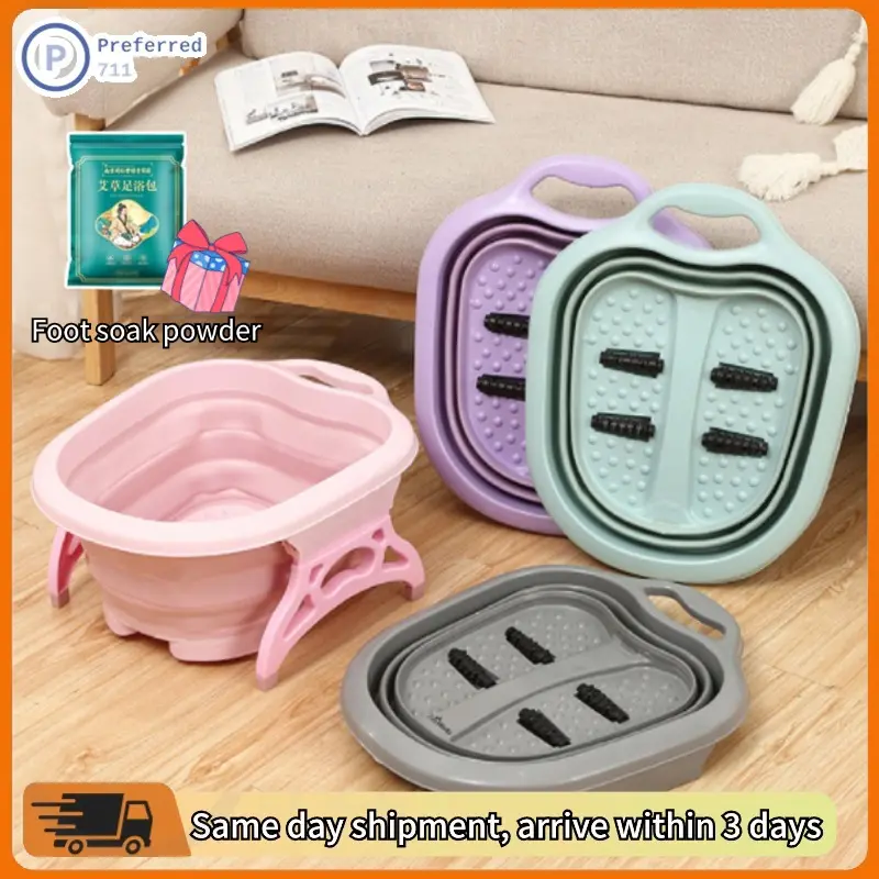 【SG spot】Household thickened plastic folding foot bathtub, hand-held foot massage and foot soaking bucket