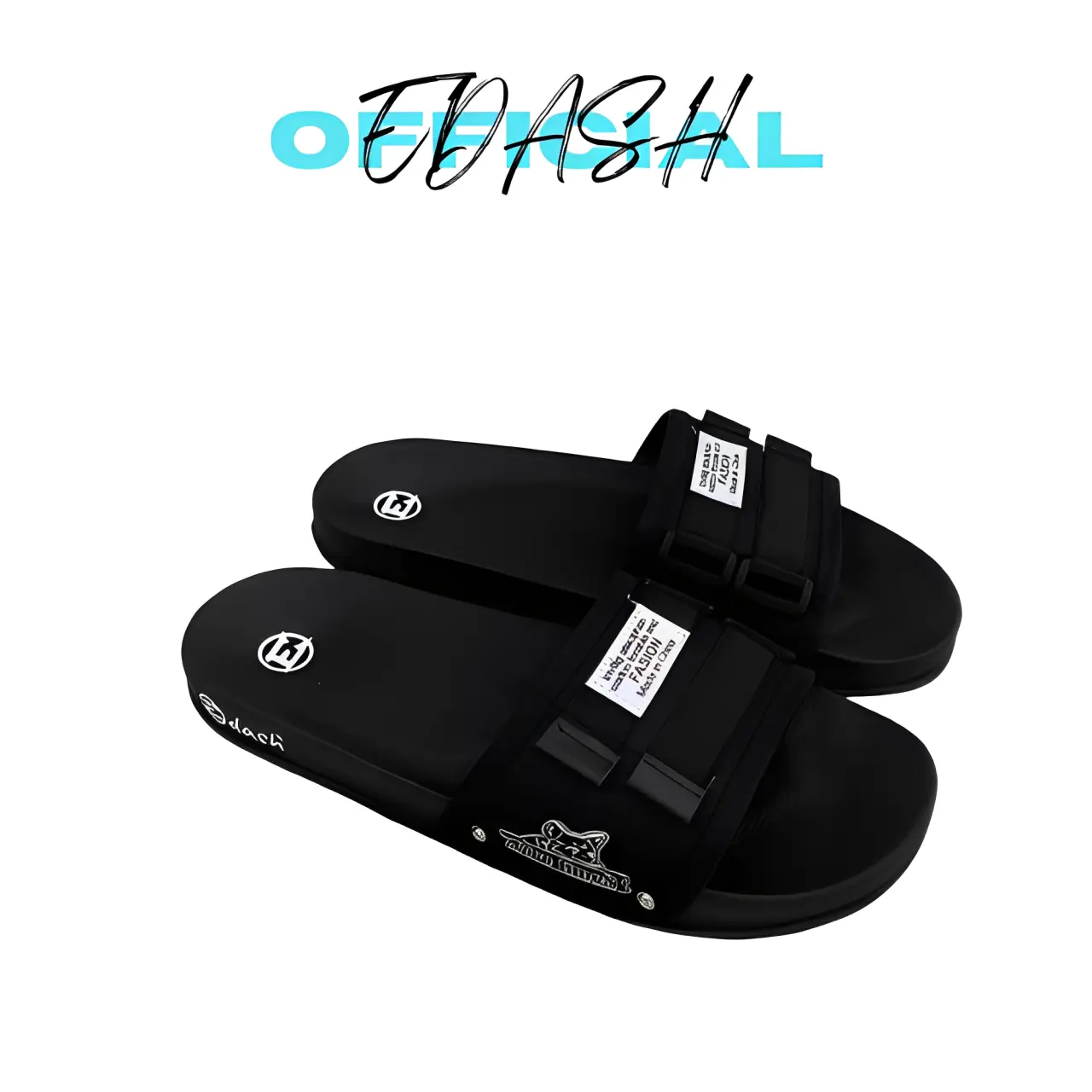 Edash - Sandal Slop Pria Motif Five Time | Sandal Pria | Sandal Slide | Sendal Distro | Sandal Pria & Wanita Size 39 - 43 Karet Pvc  Selop Shoes