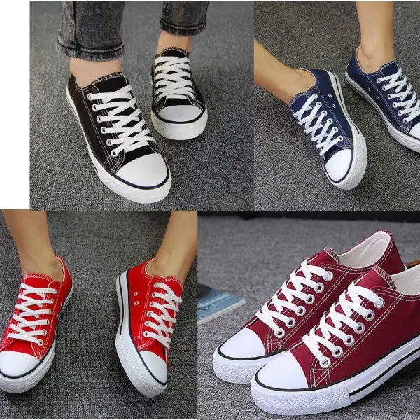 Sneakers SIZE 35 to 46 Black Navy red Lace Canvas shoes Man Lady kid Unisex LOCAL SG SELLER Indoor Outdoor Fashion Stock ready Lemonfied