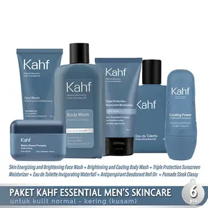 Paket Kahf Essential Men's Skin Care Lengkap 6 pcs - Paket Skincare Pria (Oil Acne Care Skin Energizing Brightening Face Wash Energizing Relaxing Hair Body Wash Soothing Antiperspirant Deodorant Triple Protection Sunscreen Moisturizer Pomade Paket Kahf Essential Men's Skin Care Lengkap 6 pcs - Paket Skincare Pria (Oil Acne Care Skin Energizing Brightening Face Wash Energizing Relaxing Hair Body Wash Soothing Antiperspirant Deodorant Triple Protection Sunscreen Moisturizer Pomade