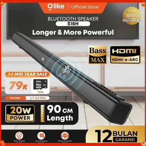 [ACC PC] Olike 20W Speaker Soundbar S18H Full Bass Connectivity HDMI e-ARC AUS Coaxial Memory Card Subwoofer Bluetooth 6.0 Lossless Transmission sound bar Wireless Pc Tv Black