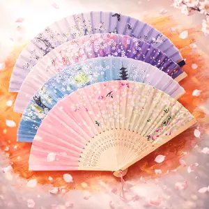 Kipas Tangan Lipat Gaya Jepang Souvenir Kipas Kain bridesmaid