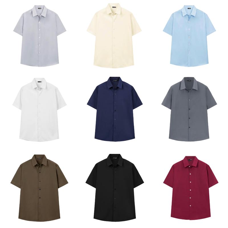 { Tặng hộp} Áo sơ mi nam tay ngắn trơn basic giá xưởng form Chuẩn Chất Vải Lụa Mango Mềm Mịn – Áo Sơ Mi Nam Công Sở.