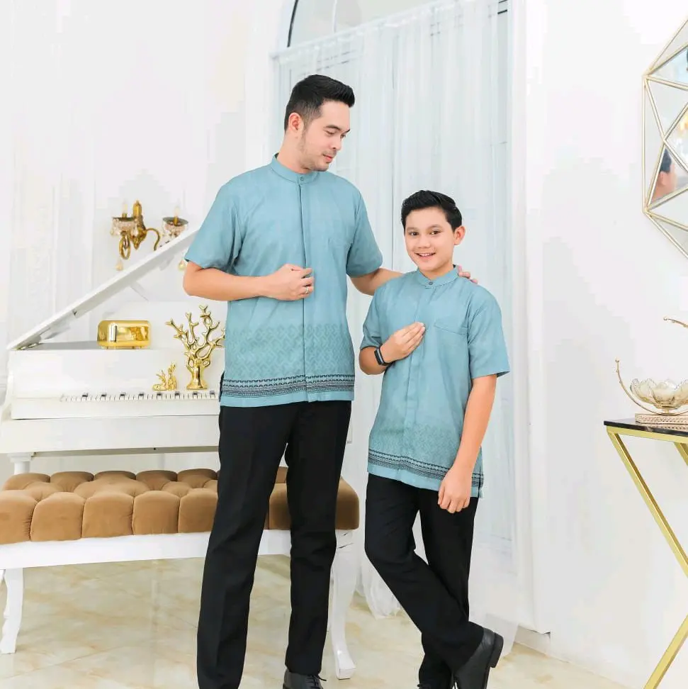 (khusus kemeja dad&boy) Sarimbit keluarga Khalisa Couple by AC original Gamis Syari Pasangan Setelan