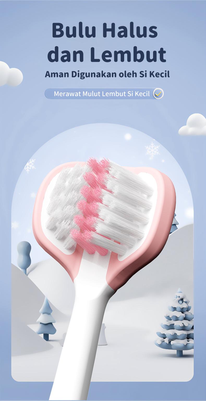 Sikat Gigi Tiga Sisi untuk Anak-anak Membersihkan Secara Menyeluruh dan Efisien dengan Desain Tiga Sisi yang Melingkupi Sikat Gigi 1 Pak Berisi 4 Cocok untuk Anak Usia 3-12 Tahun