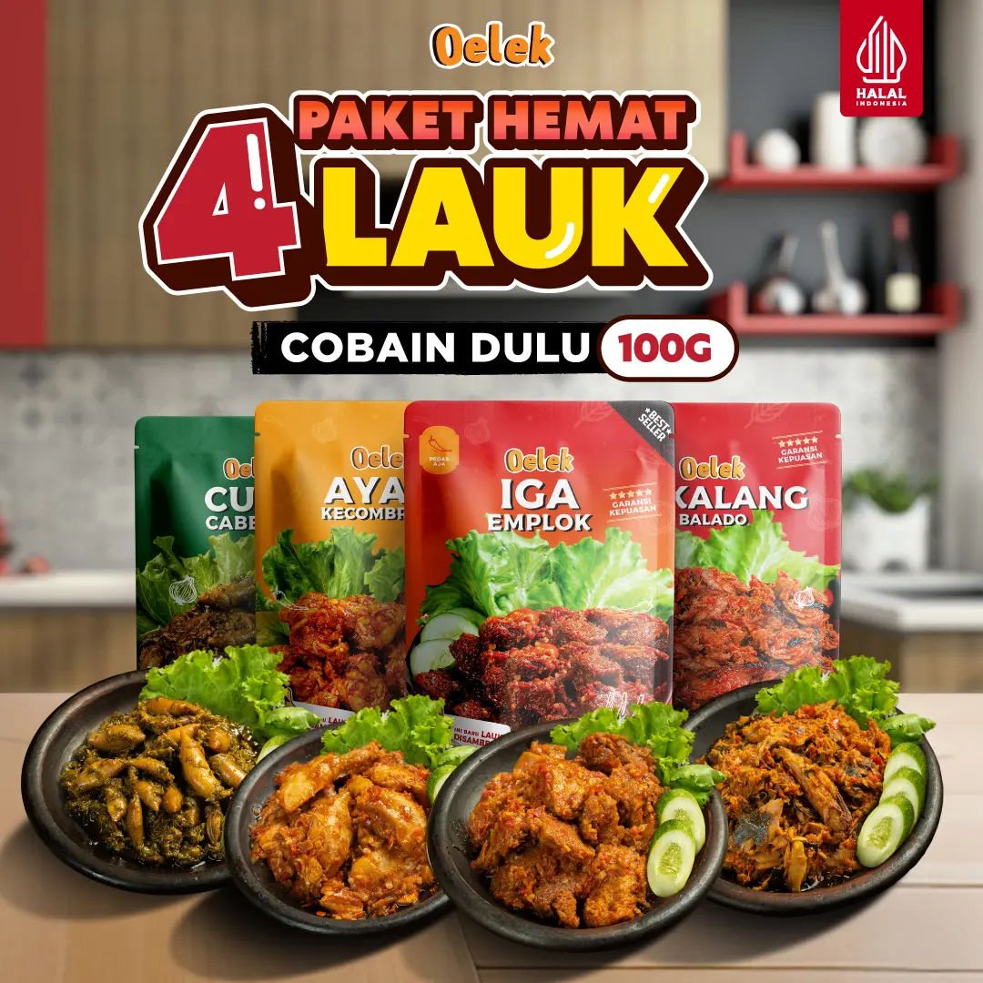 Oelek Paket Lengkap Cobain Dulu Semua Varian Ukuran Kecil / Makanan Kaleng / Lauk Siap Saji Ayam Cumi Cakalang Iga