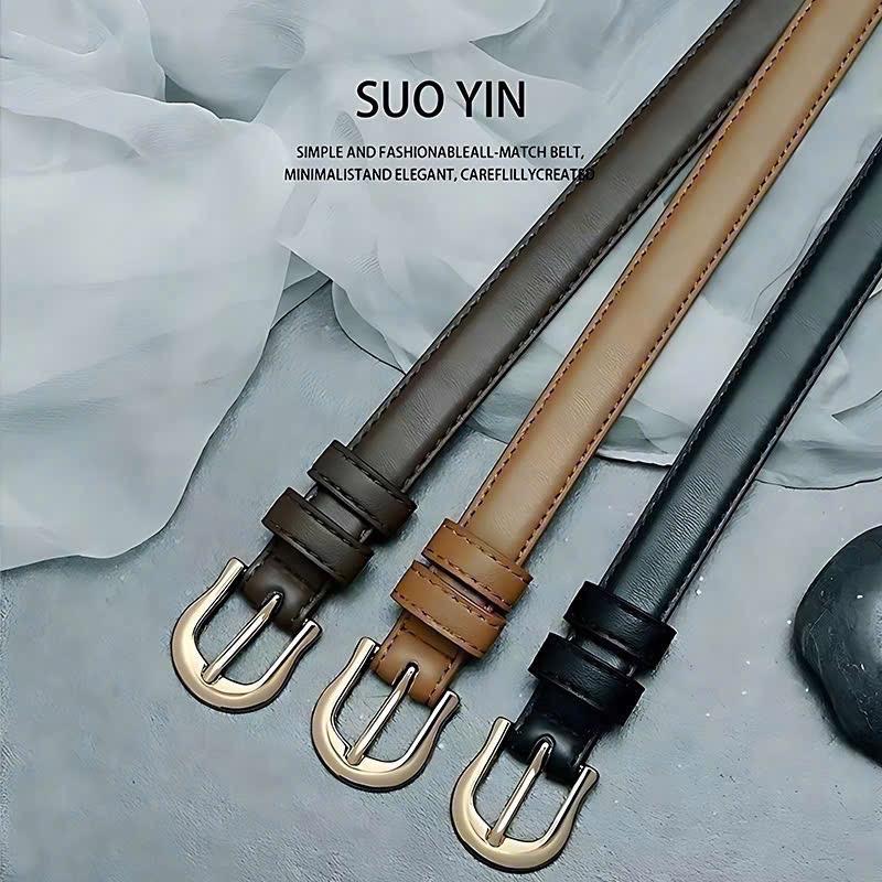 Thắt lưng nữ bản nhỏ da PU cao cấp dây nịt dây nữ khóa kim loại phong cách mới hiện đại - Phụ Kiện