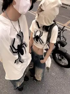 kaos couple CROPTEE SPIDER bareng pacar pasangan serasi baju gambar laba laba kapel with bestie harga satuan bahan cotton combed 30s