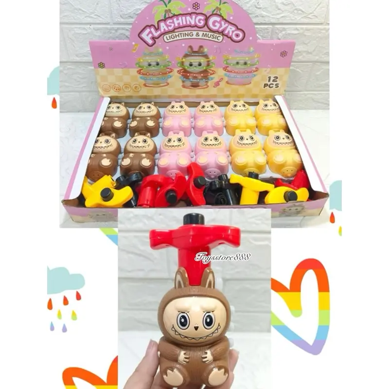 Mainan Gasing Lampu LED dan Musik/ Gangsing Karakter Mainan anak cowok cewek Hadiah Plastik Toys