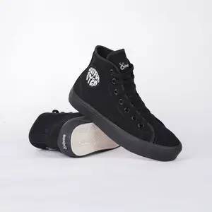 Sepatu Quiferstep - Sepatu Sneakers Full Black Kasual Pria Wanita Sneaker Odisi Basic High Shoes Canvas Hitam Kerja Sneaker Triple Black High Sekolah