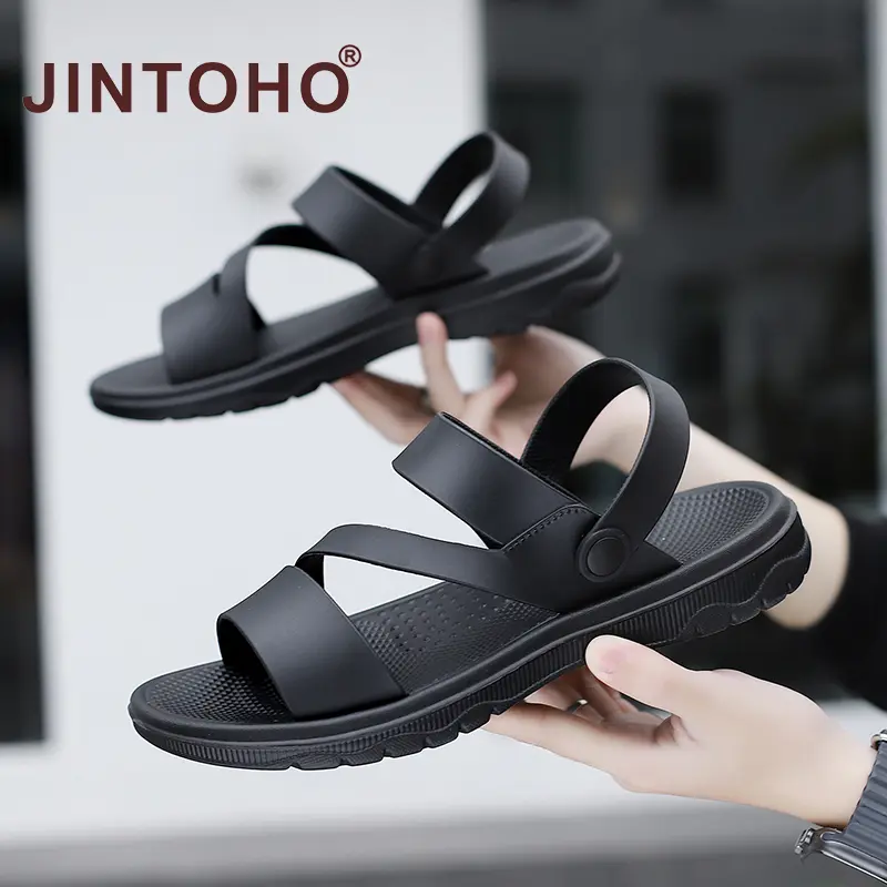 JINTOHO Hot Sale Fashion Men Sandals Casual Black Non-slip Outdoor Slippers for Men Large Size
