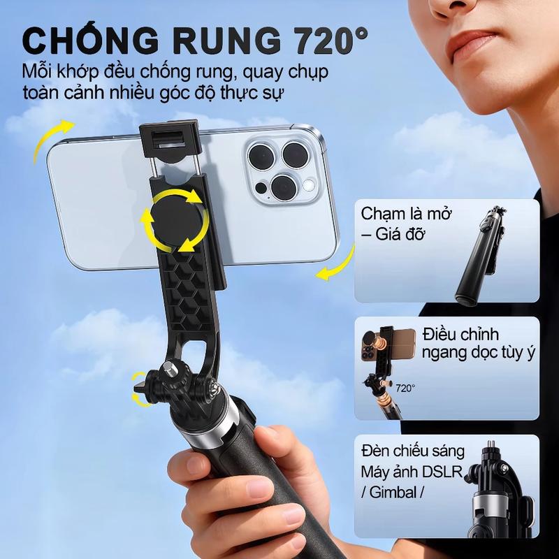 M2 Gậy Chụp Ảnh Đa Năng – Gậy selfie kiêm chân tripod, 3 trong 1 bản cầm tay,
