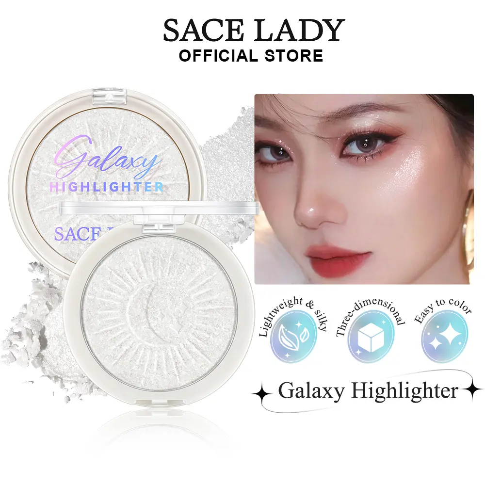 [COD] Phấn Bắt Sáng SACELADY Highlighter Ba Chiều Dễ Lên Màu Trang Điểm Mặt Mỹ Phẩm Làm Đẹp 6g