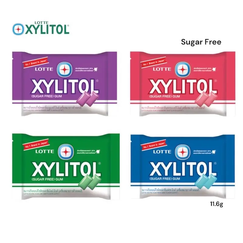【Thai Product 】Lotte Xylitol Cool Sugar-Free gum 11.6g Sugar-Free (Strawberry, Blueberry, Fresh Mint, Lime)