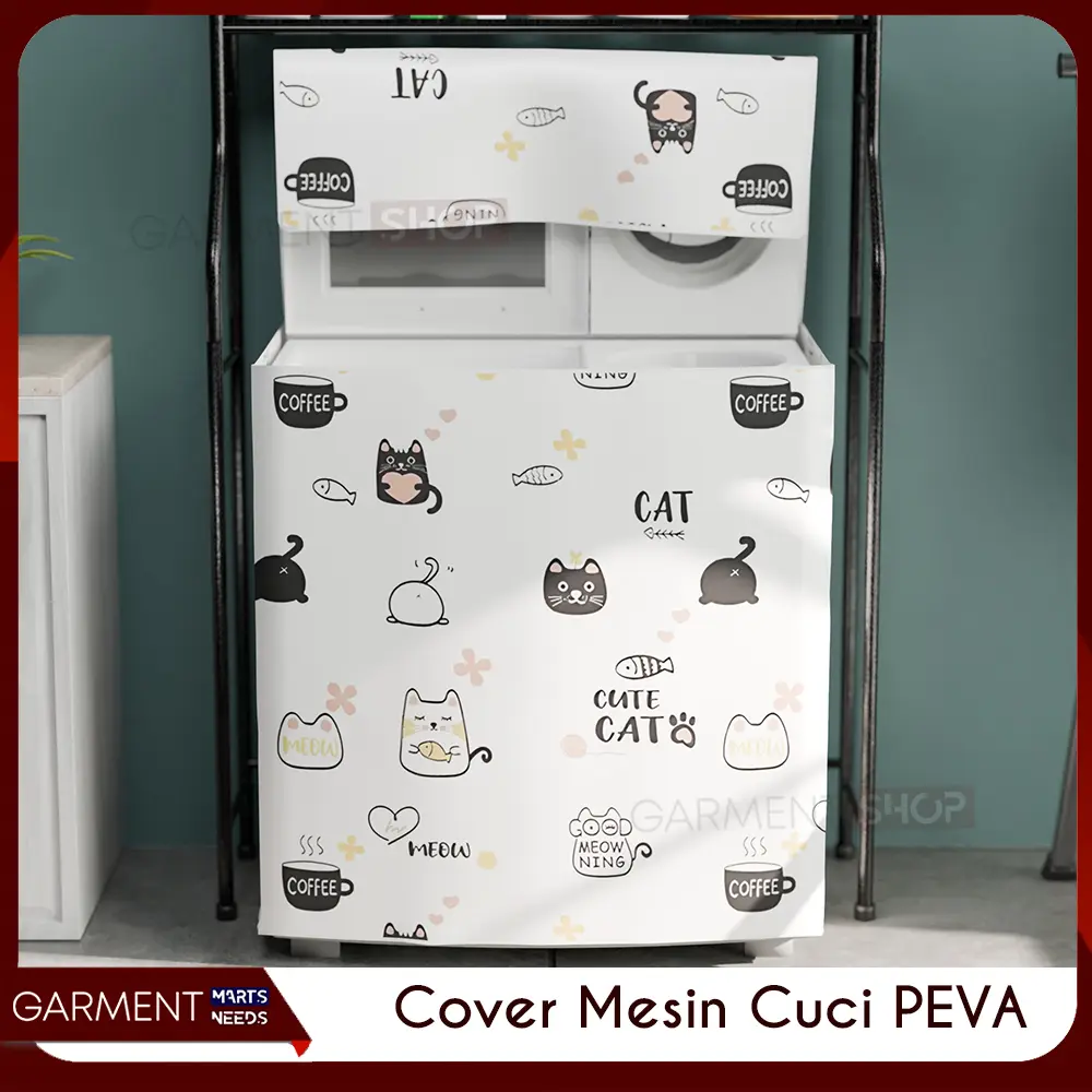 Cover Mesin Cuci Bahan Plastik PEVA Kualitas Premium Tipe 2 Tabung (C)