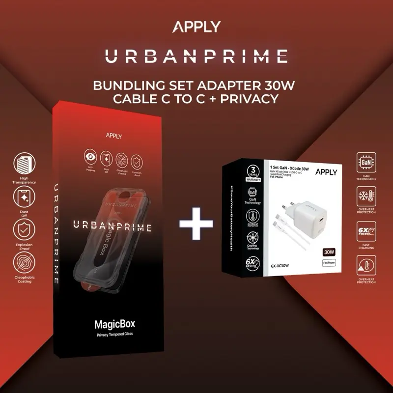 Bundling Set Adaptor 30W Cable C to C + Privacy