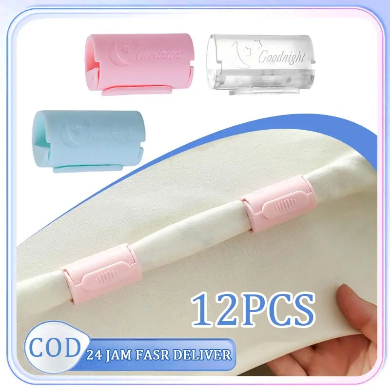 12pcs Penjepit Sprei Anti Geser Klip Sprei Kasur Pengunci Sprei Anti Slip Jepitan Sprei Tahan Slip Klip Bedsheet Anti Geser Praktis