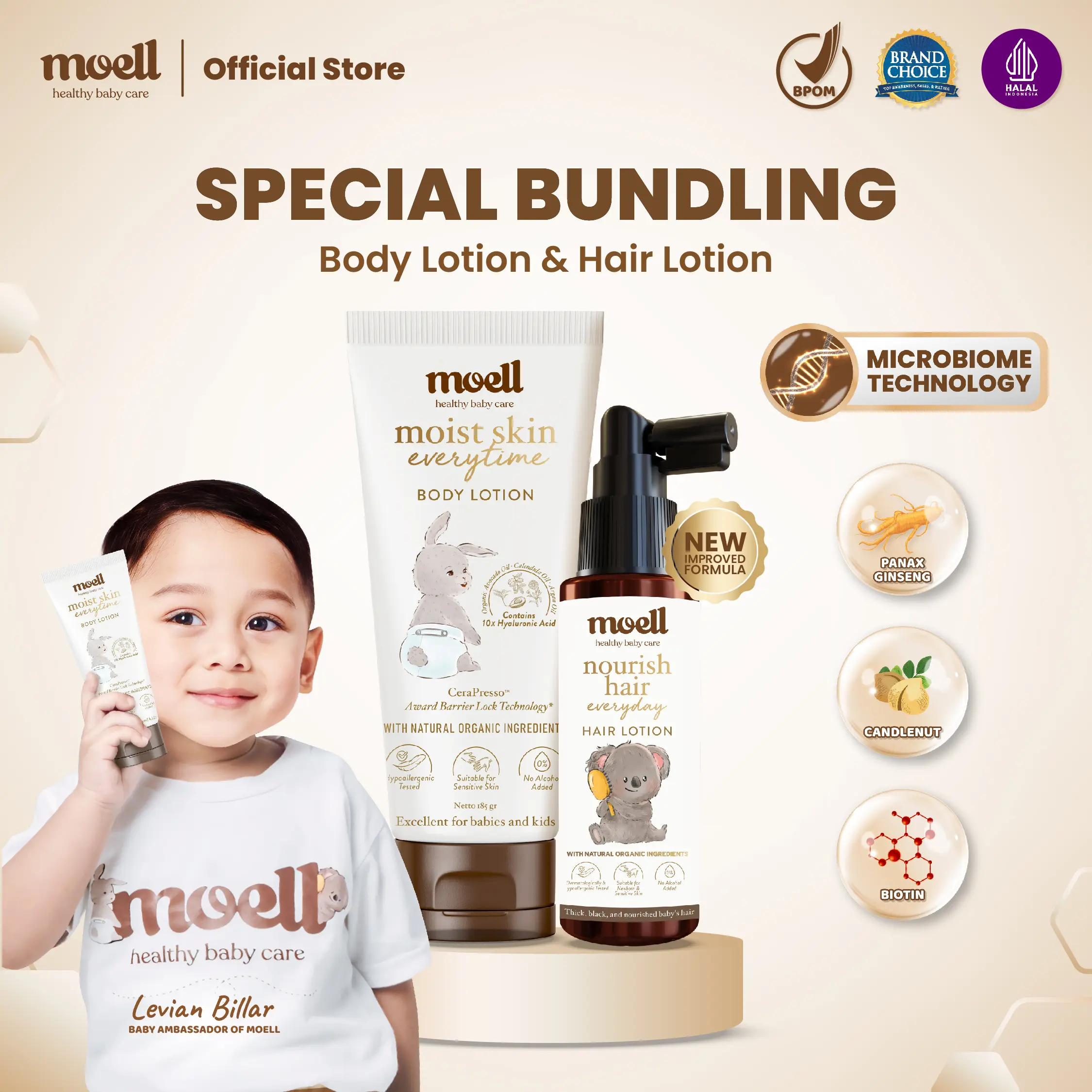 Moell Special Bundling Body Lotion 185gr & Hair Lotion 100ml #Skincare Baby #Natural Organic
