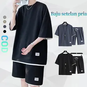 Setelan Good vibes Baju setelan pria Outfit cowok 1 set lengkap keren OOTD korean style baggy fashion