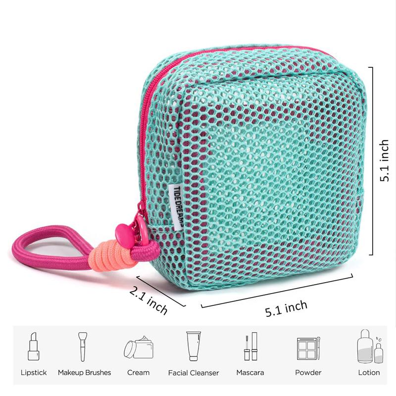 Mesh Makeup Bag with Wrist Strap Small Mesh Cosmetic Bag Travel Toiletry Bag Pouch with Zipper Mini Cute Makeup Cosmetic Travel Toiletry Purse Bag for Travel Accessories