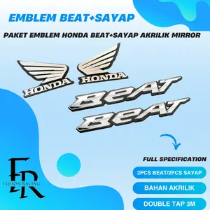 PAKET SPECIAL EMBLEM HONDA SAYAP WINGS DAN HONDA BEAT 1 PAKET ISI 4PCS AKRILIK MIRROR