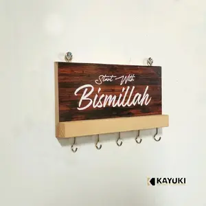 Tempat Gantungan Kunci / Tempat Kunci / Rak Kunci Hook / Hiasan Dinding Kayu / Kaligrafi Hiasan Dinding Gantung Islami / Souvenir