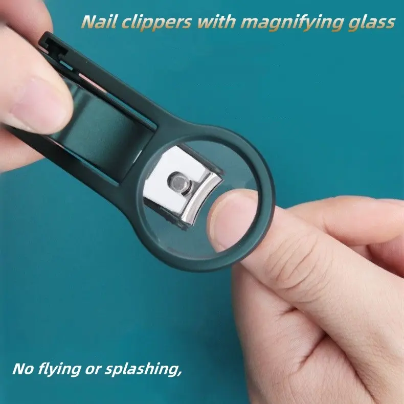Magnifying glass nail clippers, nail clippers for the elderly and children, multi-functional large open end nail clippers, splash proof nail clippers