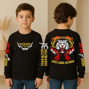 Kaos Hitam Lengan Panjang Anak-anak Terbaru Dari Visell Collection - MOTIF SILIWANGI JATIDIRI SUNDA - Kaos Oblong Anak