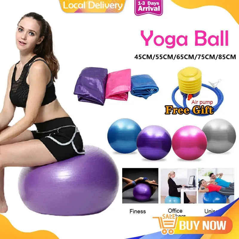 [Sg Seller] 45cm,55CM ,65CM ,75CM ,85CM Burst Resistance Yoga Ball Gym Fitness Iron Shake Weight