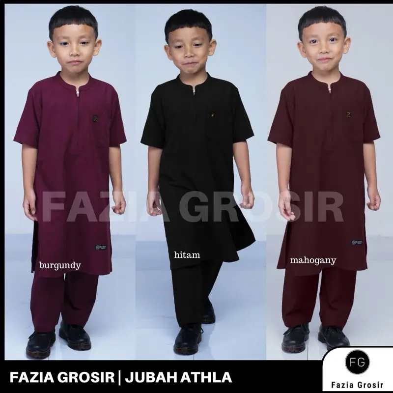 Koko Anak Laki Laki ATHLA by Rainan ORI Usia 1 sampai 12 Tahun Setelan Baju Koko Kurta Muslim Celana Panjang Peci Cowok Jubah Gamis