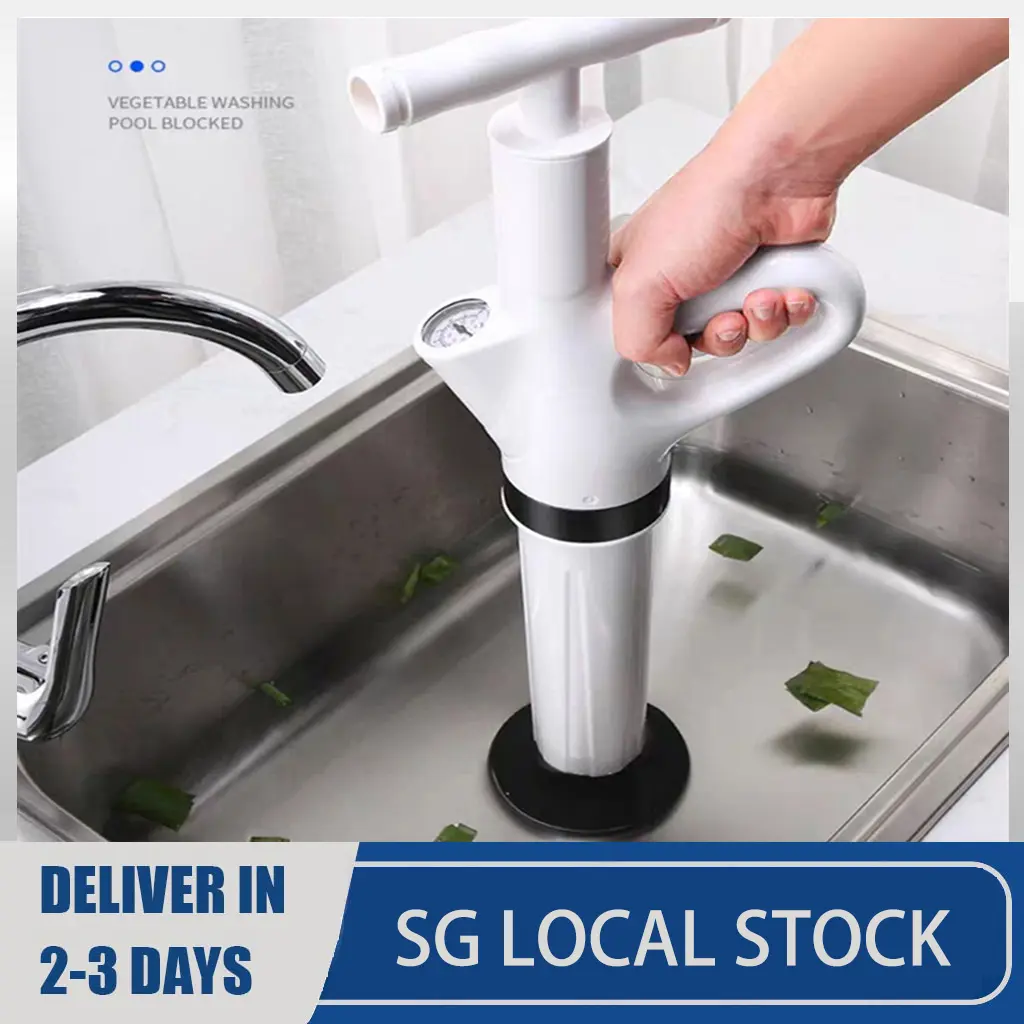 【READY STOCK】Toilet Plunger Pam Mangkuk Tandas Sinki Tersumbat High Pressure Air Pump Sink Pipe Drain Plunger Dredge Clog Remover Stainless Steel Rubber