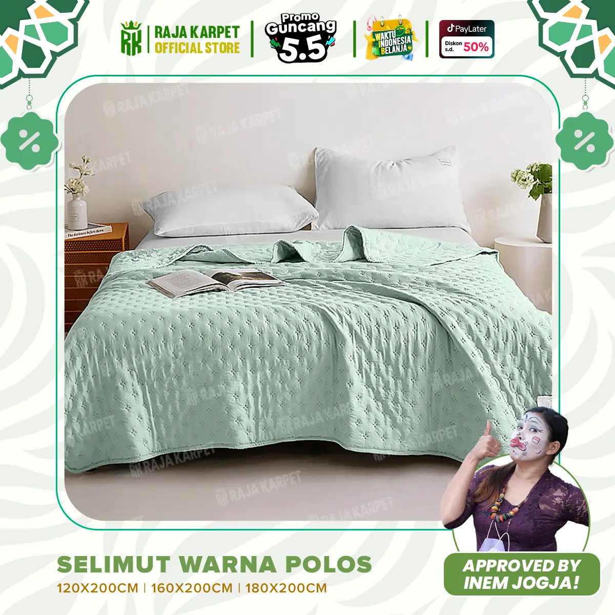 RAJA X INEM Selimut Polos Halus & Lembut Bahan Kain Microtex & Dacron (Hanya Selimut)