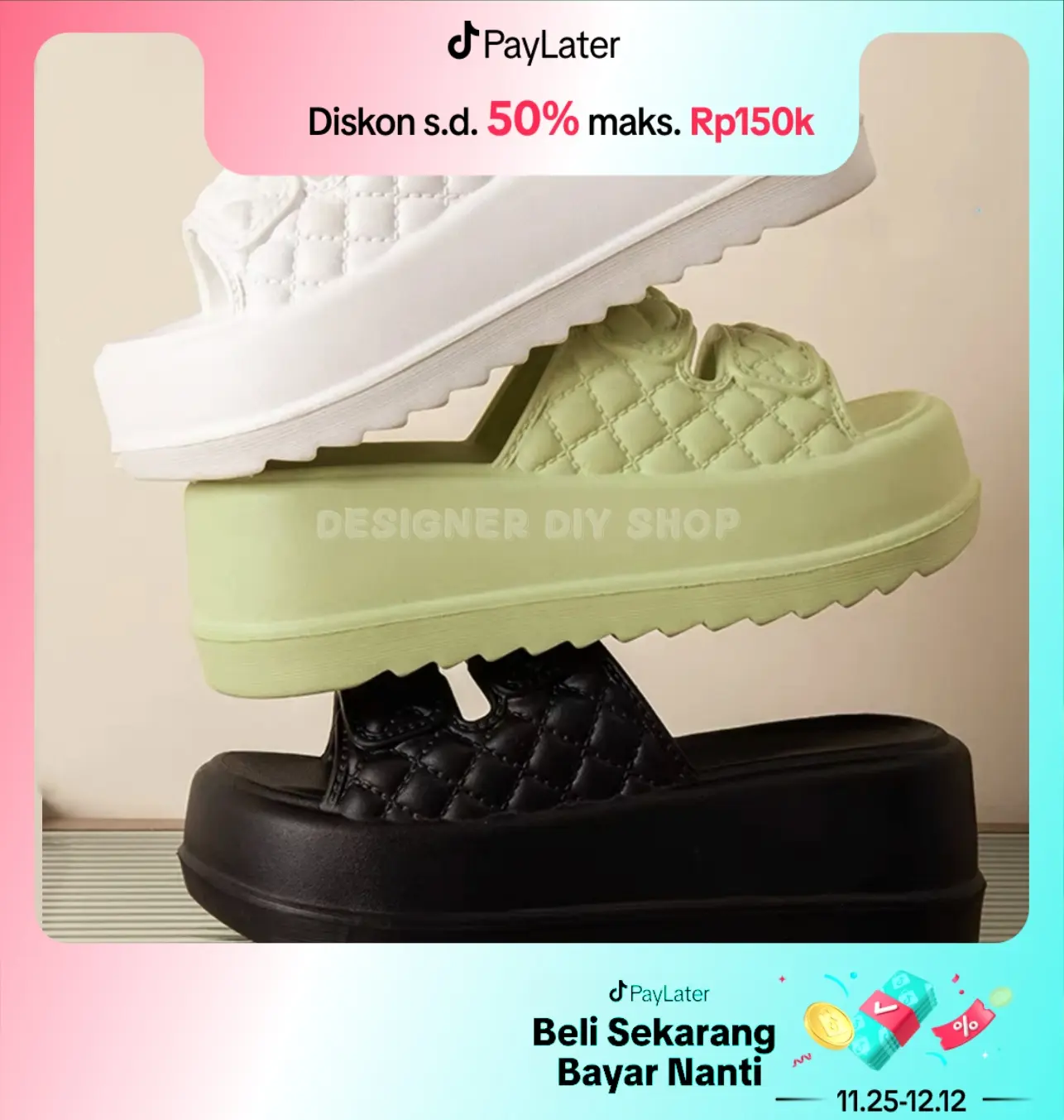 Sandal Wanita Jelly Selop EVA Rubber Strap Dua Sandal Jelly Wedges 7CM Wanita Karet Sendal