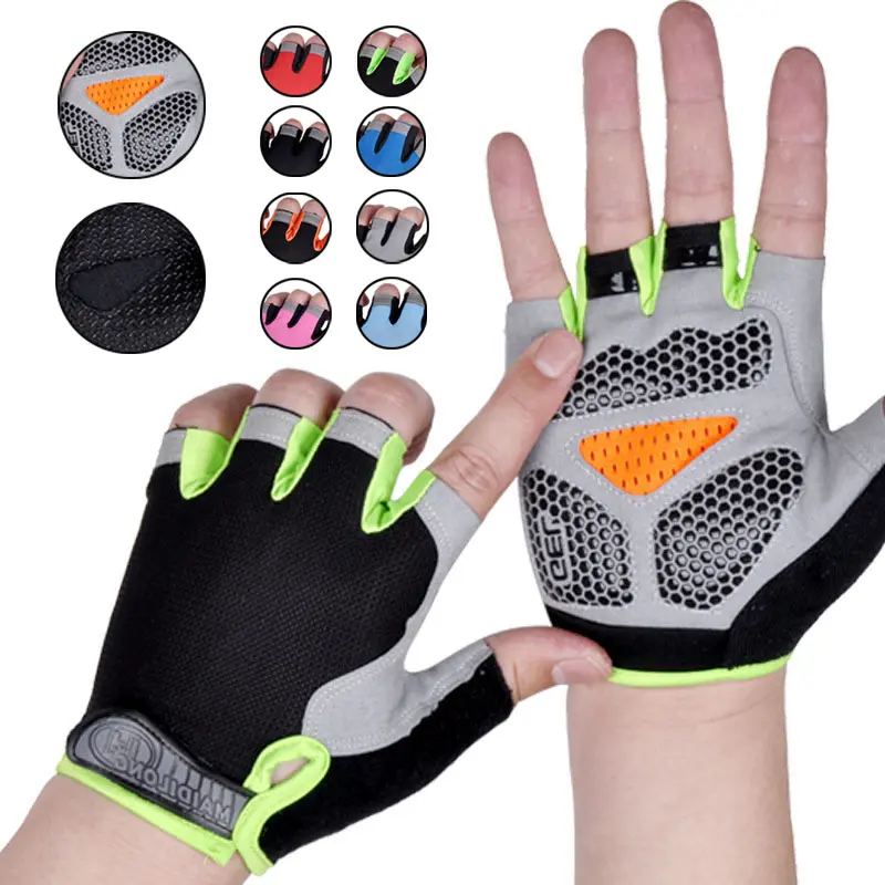 1Pair Cycling Anti-slip Anti-sweat Men Women Half Finger Gloves Breathable Anti-shock Sports Gloves Bike Bicycle Gloves