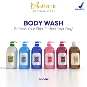 Amorens Body Wash BPOM 1000ml Sabun Mandi JUMBO Melembabkan Kulit dan Menutrisi Kulit Soft Rose Berry Bloom Fresh Flower Fresh Coffee Blue Floral Natural Jasmine
