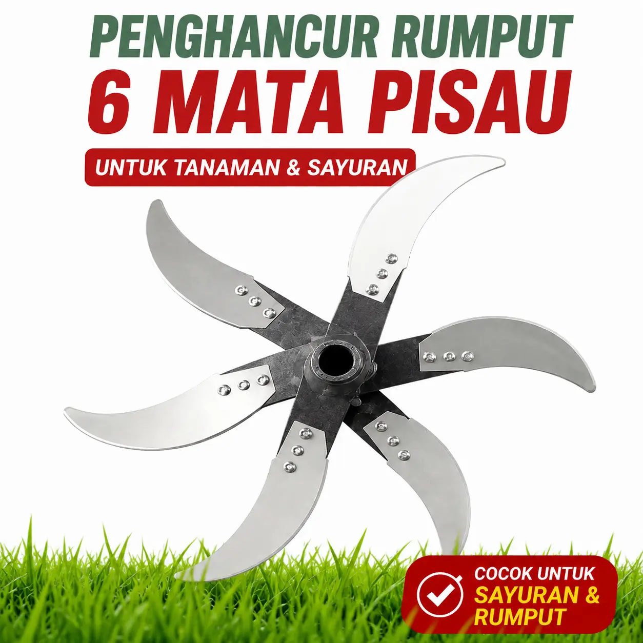 【artheni】Mata Pisau Mesin Pencacah Rumput 6 Mata Stainless Steel Tebal Anti Karat - Pisau Chopper Cacah Sayuran & Pakan Ternak Kambing Sapi Ayam Praktis Tajam