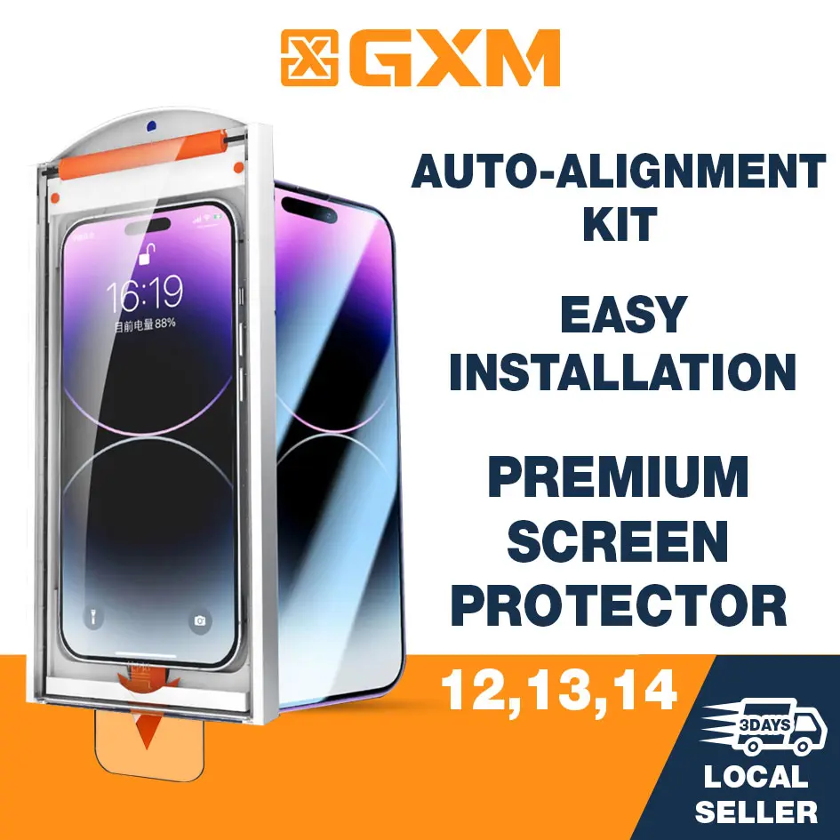 GXM G4 Premium Screen Protector Auto-Alignment Kit for iPhone 12 13 14 15 16 Easy-installation Privacy Version Full Coverage Anti-fingerprints Oil Free Coating Dust Free Finishing Durable Impact Resistant Scratch-resistant  Accessories Smartphone