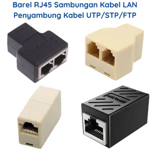 Barel LAN RJ45 Konektor Coupler Female to Female Double Splitter Sambungan RJ 45 UTP Penyambung Kabel LAN Ethernet Network Jaringan Connector Extension Extender