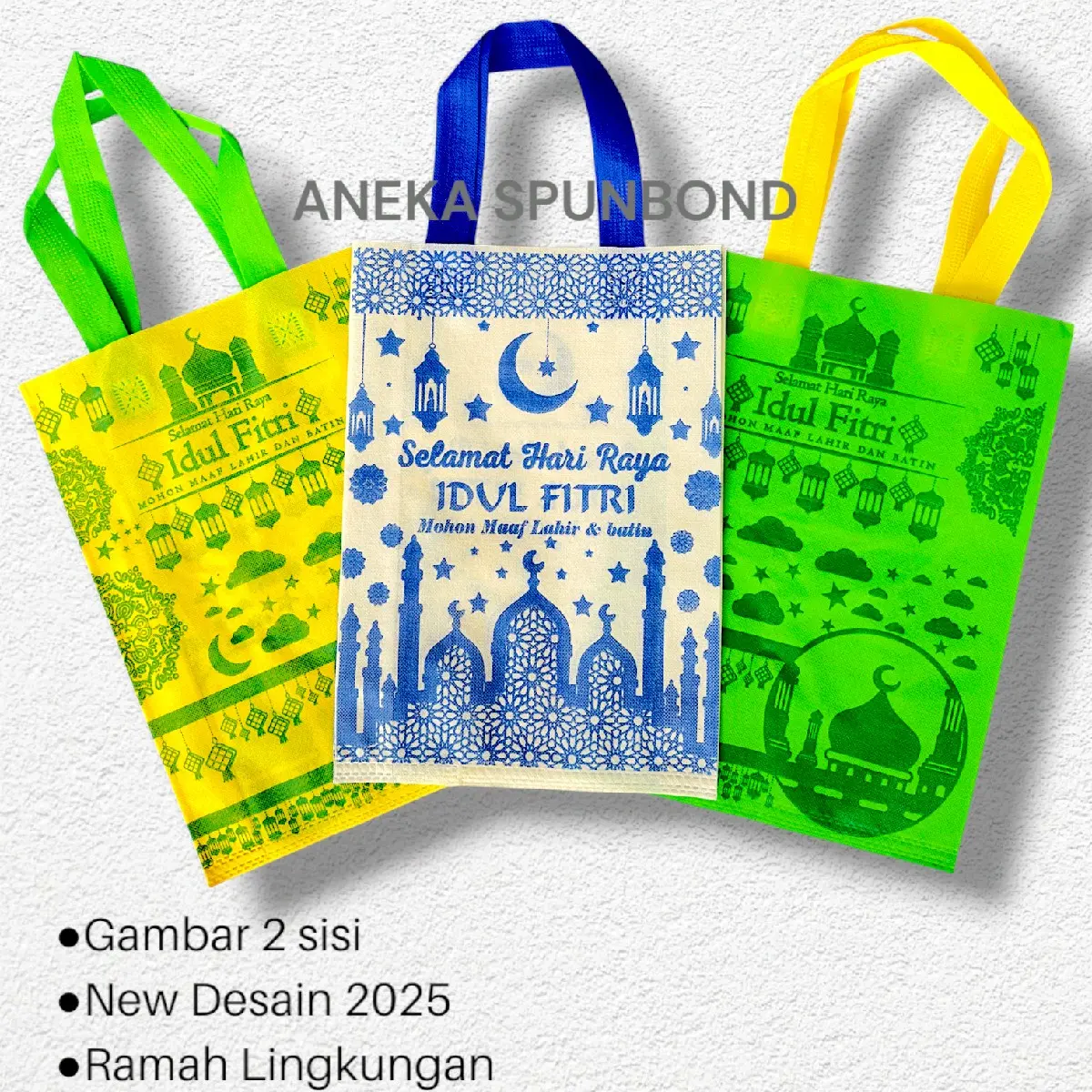 ISI 12 PCS Goodiebag Idul Fitri 25x35 Tas Spunbond Lebaran Tas Belanja