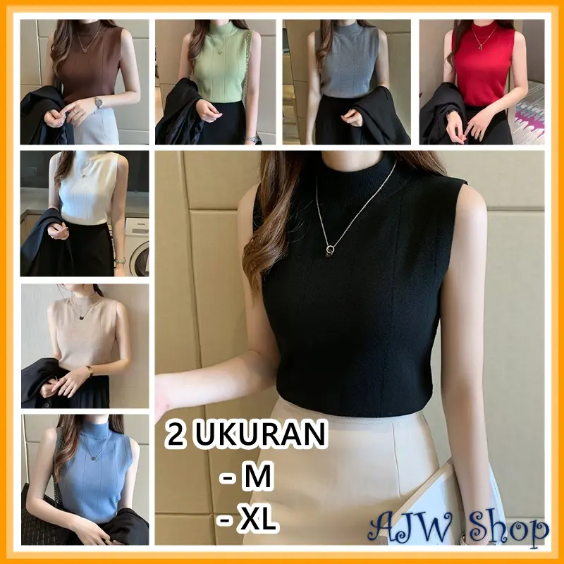 AJW [RM] Atasan Rajut Premium | Inner Turtleneck Wanita | Atasan Wanita | Rompi Dalaman Baju Jilbab Rajut Manset | Tank Top