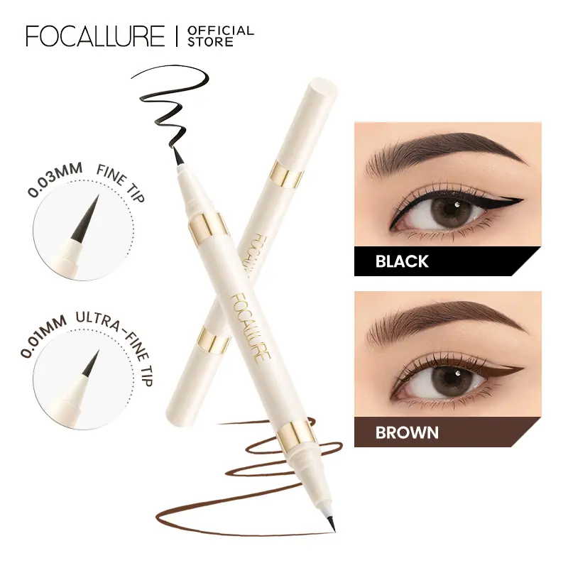 FOCALLURE Bút Kẻ Mắt Dạng Lỏng Chống Thấm Nước Hai Đầu 2 trong 1 đầu mịn nhanh khô không thấm nước chống nhòe lâu trôi FA-309
