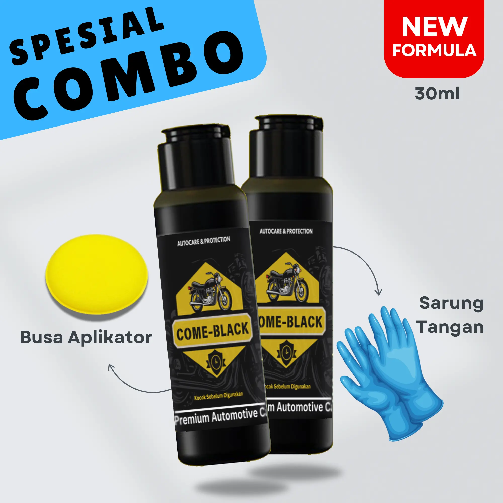 ComeBlack Paket Combo Hemat - Penghitam Body Motor dan Mobil isi 30 ml