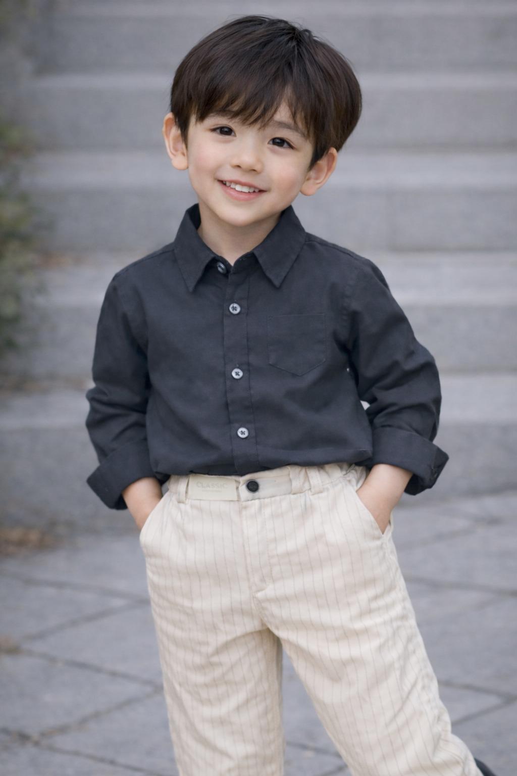 CAZZARES X AUZAN Setelan Kemeja Celana Salur Korean Style Skena Slimfit 1-6 Tahun